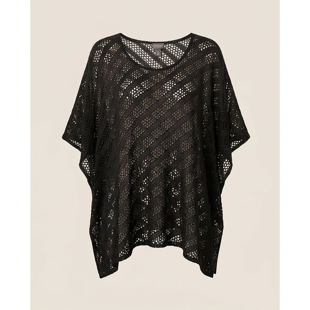 Chico's Travelers Collection 3 Black Crochet Poncho Top Size XL NWOT